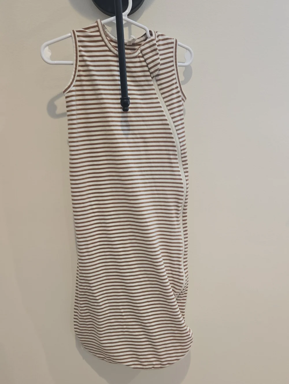 Quincy Mae Brown and White Striped Sleeveless Sleep Sack